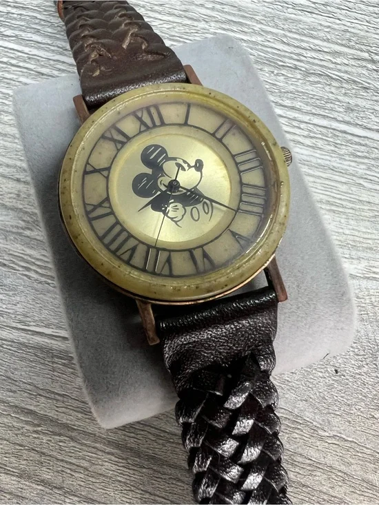 Vintage Fossil Mickey Mouse watch with brown band