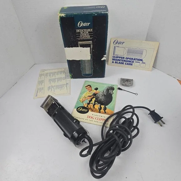 Vtg Oster Golden A5 Animal Clipper Professional Electric Dog Grooming + Extras