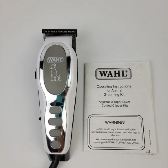 Wahl PCMC-2 Pet Clipper Corded Animal Grooming Kit White Black Silver USA Made