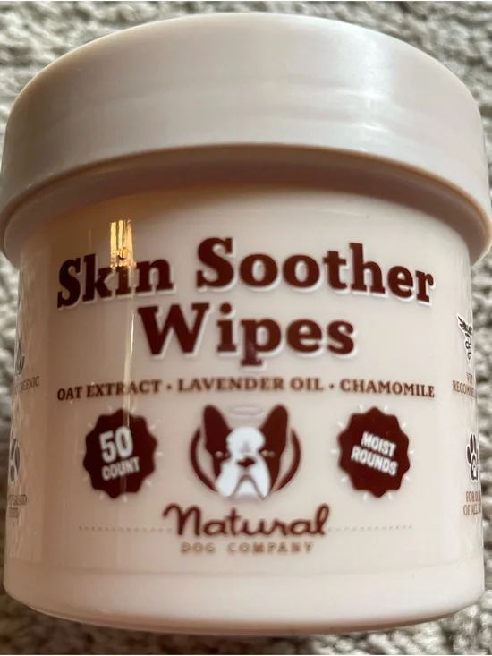 Opened bottle of Canine Skin Soother Wipes