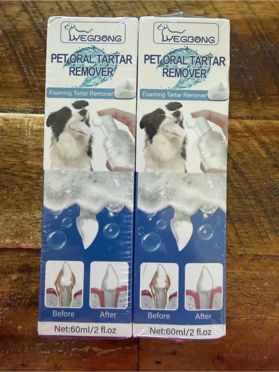 2 New YEGBONG Pet Oral Tartar Remover Foam Teeth Dental Care Toothpaste