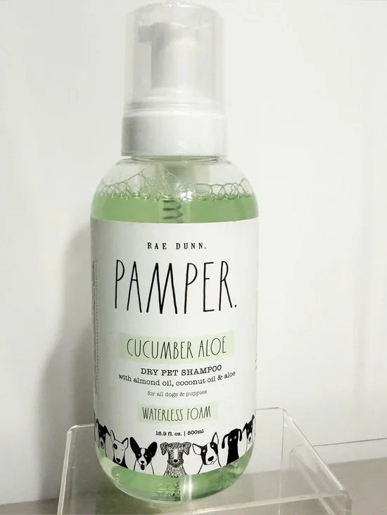 RAE DUNN Dry Pet Shampoo Waterless Foam Cucumber Aloe 16.9 fl oz (500mL) NEW