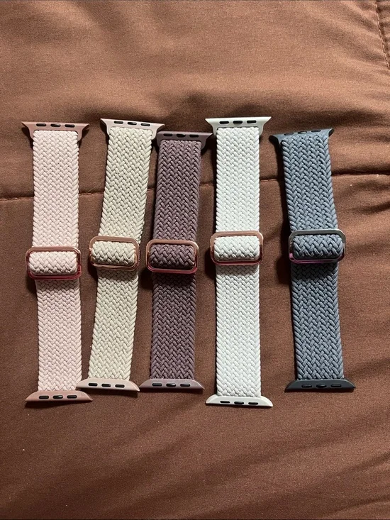 Braided Stretch Watch Band - Pink, Cream, Brown, White, Gray 46mm
