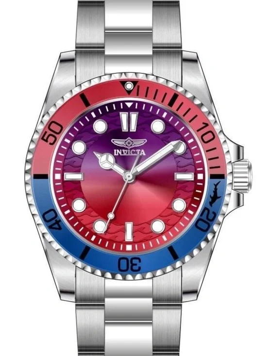 INVICTA Pro Diver Men 43mm Stainless Steel Red & Purple Gradient Dial Quartz NWT