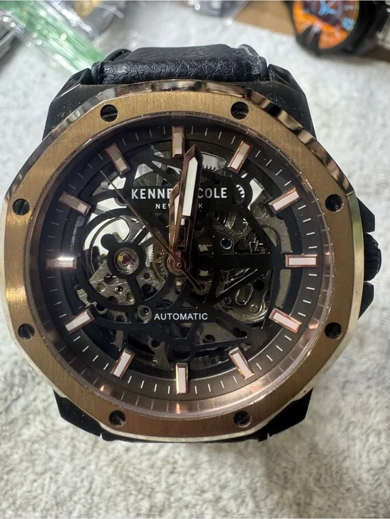 Kenneth Cole Black Dial Watch with Rose Gold Bezel