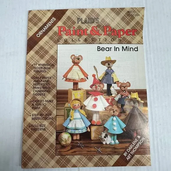 Plaid's Paint Paper.  Bear in Mind Ornaments Figures Craft Instruction Book 8270