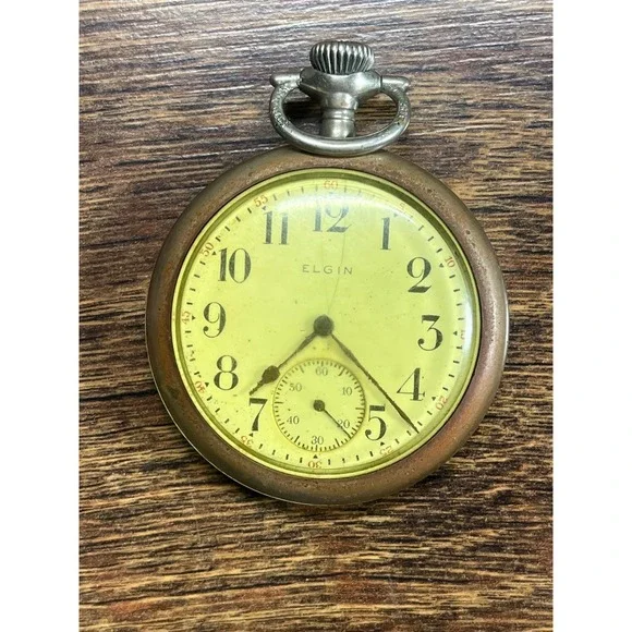 Vintage Elgin 15 Jewel Pocket Watch Silverode Case 20362754 For Parts Repair