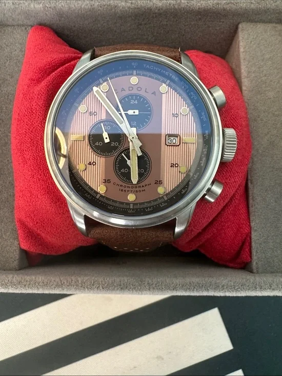 Brown Leather Chronograph Watch - Brown Dial