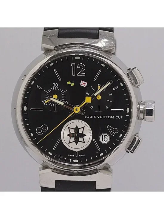 Louis Vuitton Tambour Lovely Cup Quartz Black Dial Chrono Small Seconds Watch