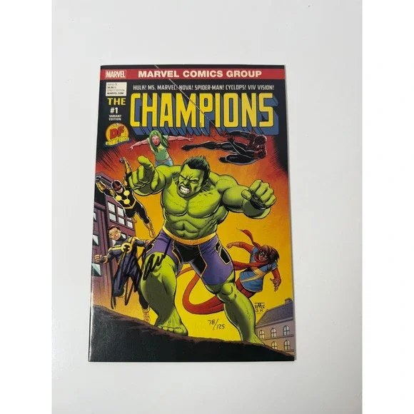 Champions #1 Marvel 2017 Dynamic Forces Signed Mark Waid COA 78/125 Greg Land