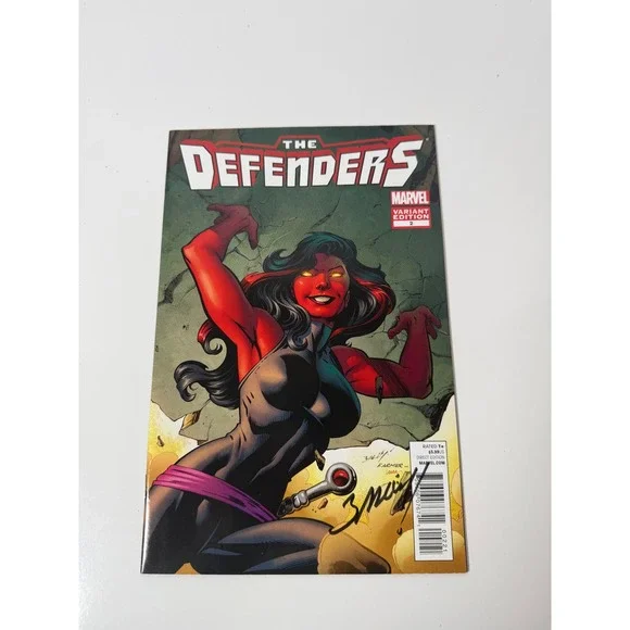 The Defenders #2 2012 Marvel Variant Edition Signed Mark Bagley Red She-Hulk