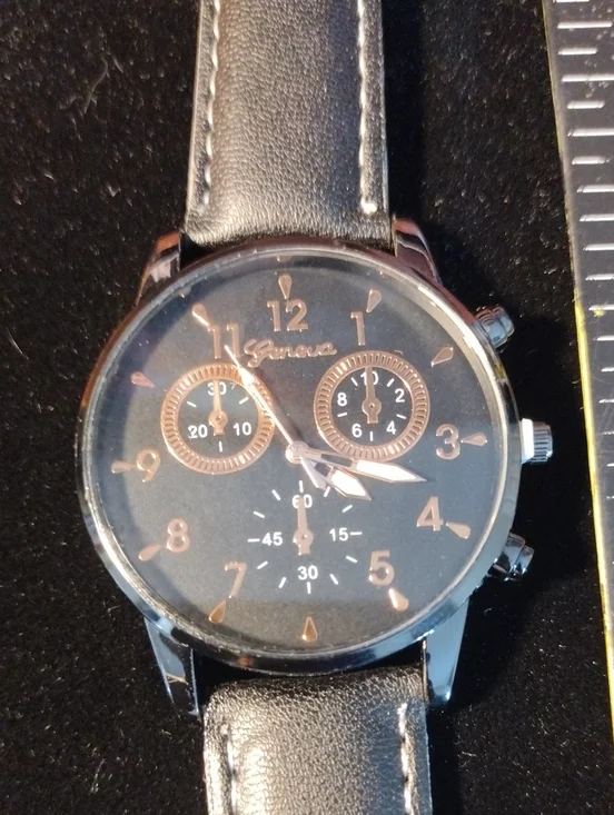 Geneva Black Watch with Rose Gold Accents