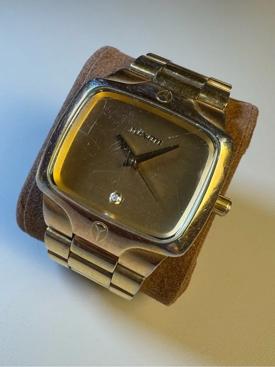 Nixon “The Player” Gold-Tone Square Dial Men's Bracelet Watch w/ real diamond.