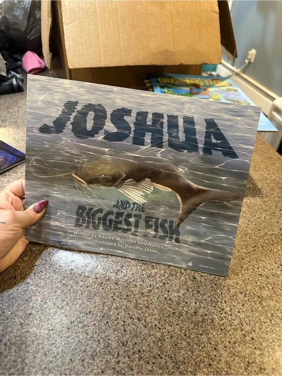 Joshua and the Biggest Fish - Illustrated Children's Fish Book (Gray)