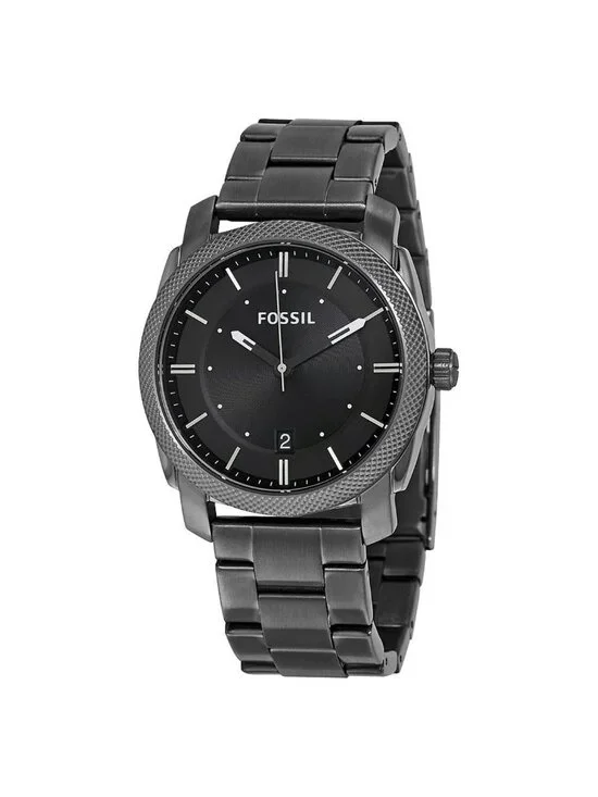 NWT Fossil Machine Black Dial Smoke Ion-plated Men's Watch