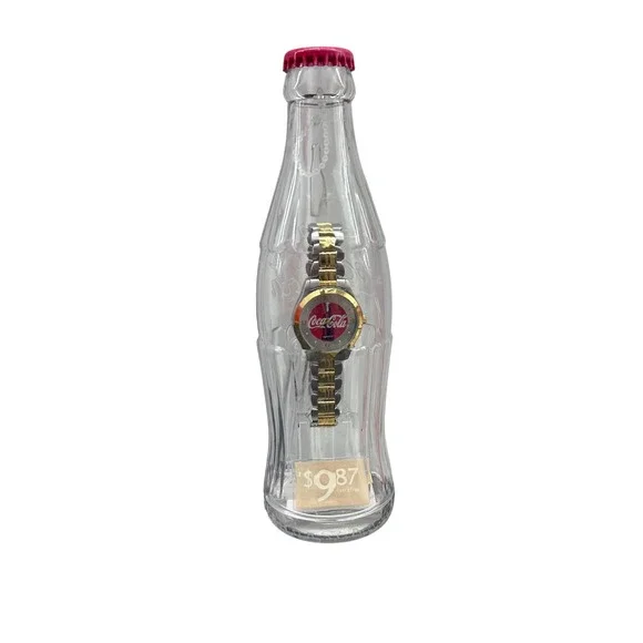 Vintage 2002 Coca-Cola Two Tone Watch in Original Contour Bottle Case 55270W