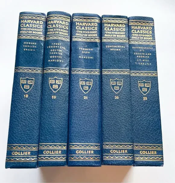 Set of 5 Harvard Classics Five Foot Shelf Vol. 18, 19, 21, 25, 26 Old Books