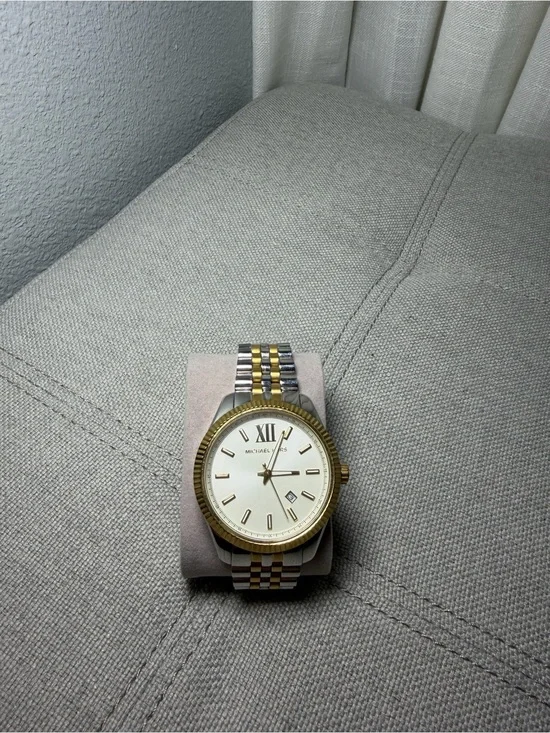 Michael Kors Two-Tone Gold & Silver Men's Bracelet Watch with White Dial