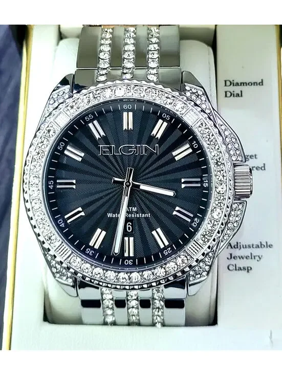 Rare Elgin Diamond Bezel Paved Mens Watch Authorized Dealer‎