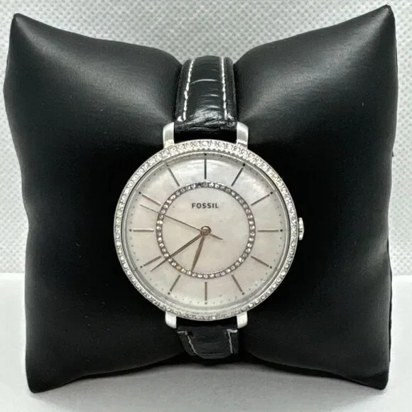 Fossil Jocelyn ES4451 Women Black Leather Analog Dial Quartz Wrist Watch JNA601
