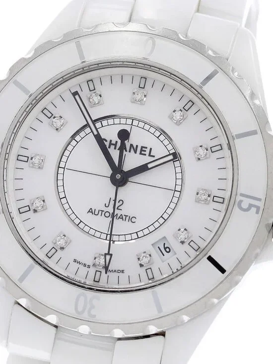 CHANEL J12 H1629 38mm White Ceramic 12P Diamond Automatic Men's Watch_935070