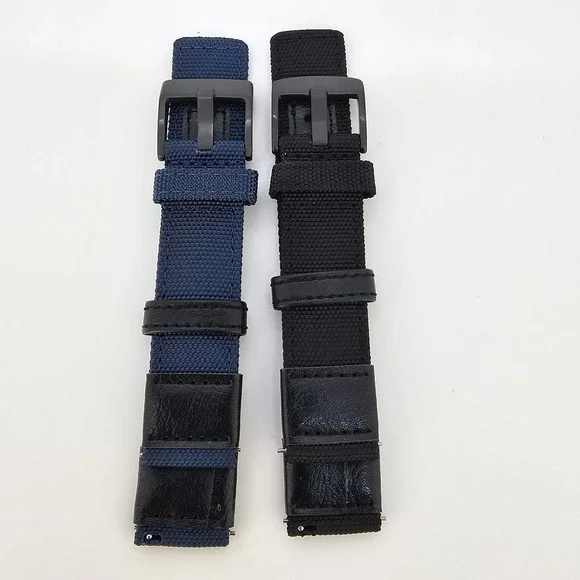 2X Men's 20MM Watch Premium Nylon Canvas Straps Blue Black 20MM Quick‎ Release