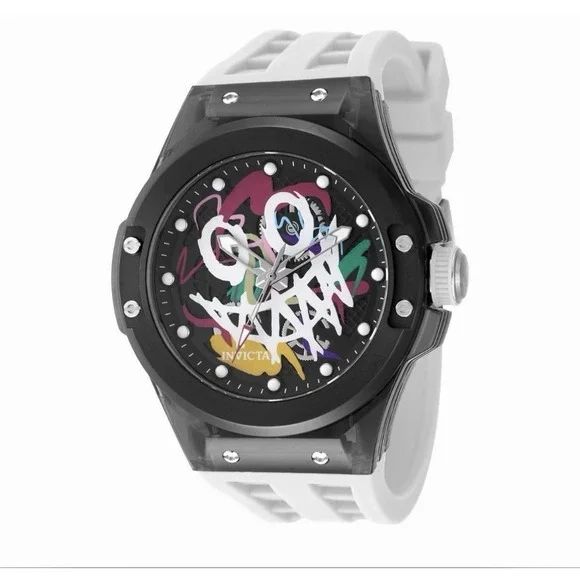 Invicta Men's Watch Sea Base Rogue‎ Iridescent and Black Dial White Strap 50004
