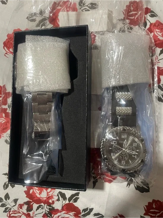 Men's Silver Stainless Steel Chronograph Watch - Unbranded