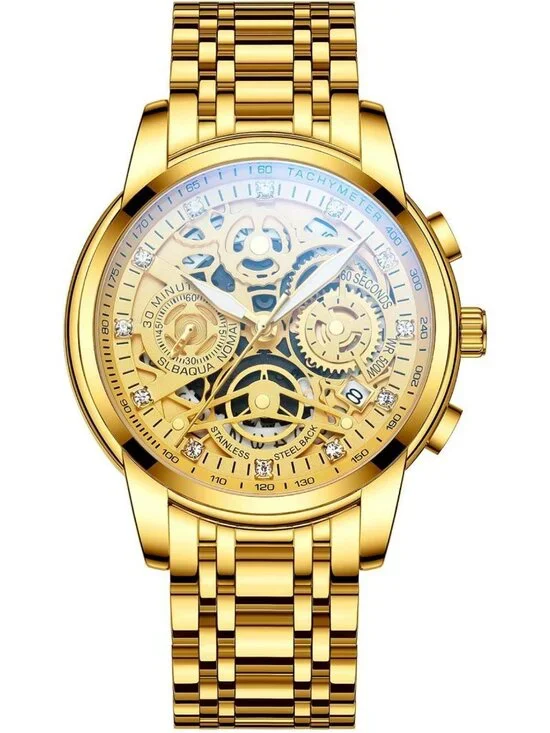Stylish Men's Stainless Steel Quartz Watch, Luxury Minimalist Chronograph