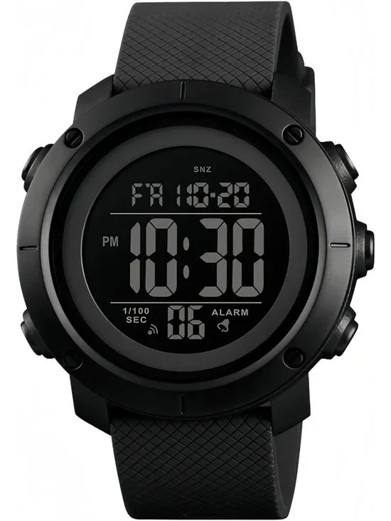 Men's Waterproof Digital Sports Watch with Backlight - Military Style, Black