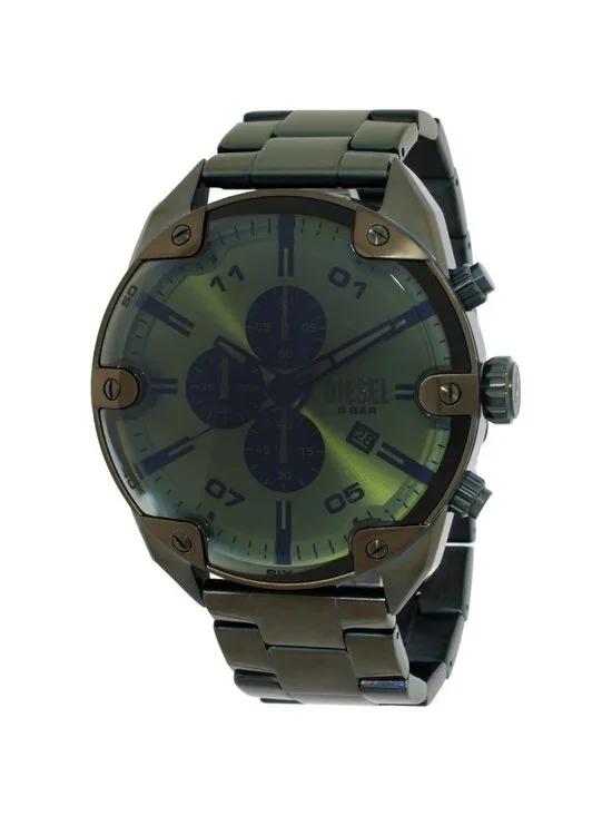 NWT Diesel Spiked Chronograph Quartz Green Dial Men's Watch