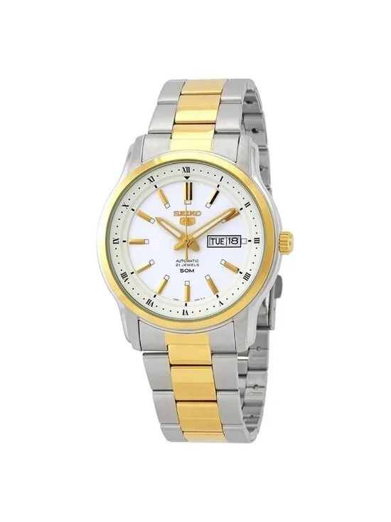 NWT Seiko Series 5 Automatic White Dial Two-tone Men's Watch