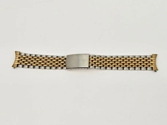 Vtg Spidel Beads of Rice Two Tone 10k RGP Stainless Steel Watch Bracelet 19 mm