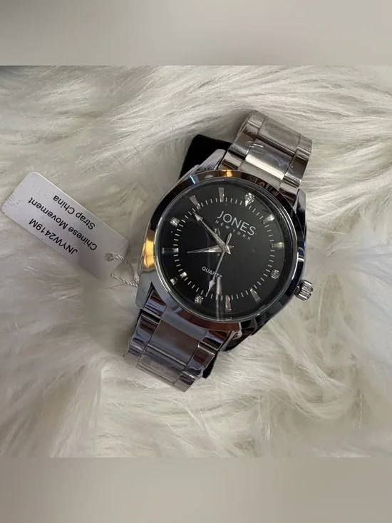 Jones New York Men’s Black Dial Silver Stainless Steel Watch
