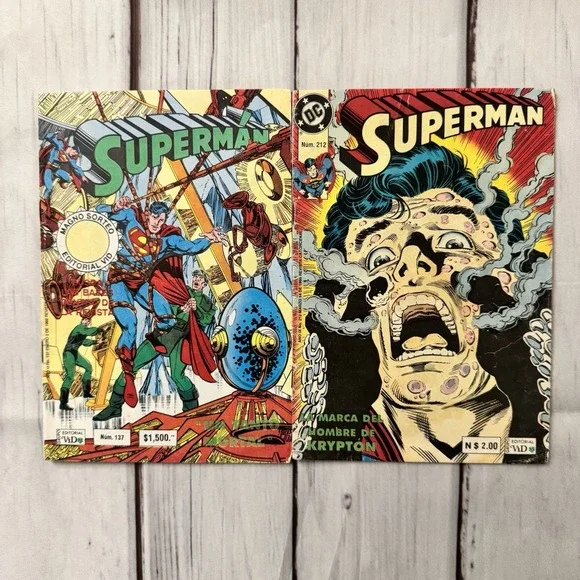 Superman Contra Un Tanto Mortal Mexico Spanish #137 #212‎ Comic Lot Kyprton