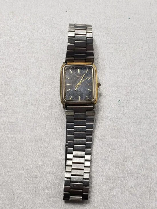 Vintage Timex Quartz Rectangular Black Dial Gold Tone Men's Watch Philippines