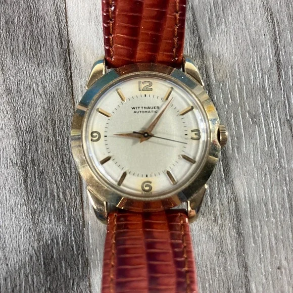 Vintage Wittnauer Men's Automatic Watch 17 Jewels 10K Gold Filled Swiss 1950s