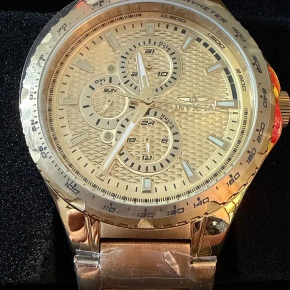 Invicta Aviator Mens Watch 50106 Gold Tone Stainless Steel Japan Movement New
