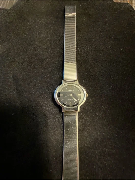 Silver-Tone Quartz Dress Watch - Black Dial