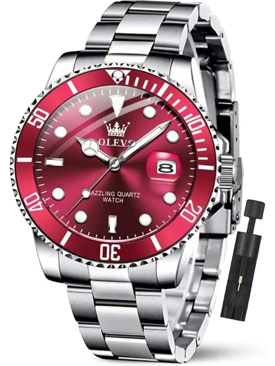 Luxury Men's Waterproof Quartz Watch - Big Stainless Steel Analog Timepiece