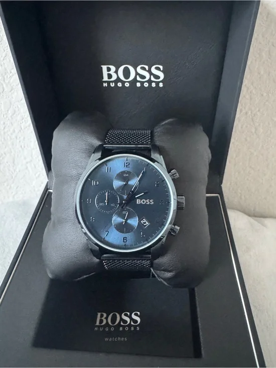 Boss Hugo Boss Skymaster Blue Mesh Steel Bracelet Chronograph Watch 44mm
