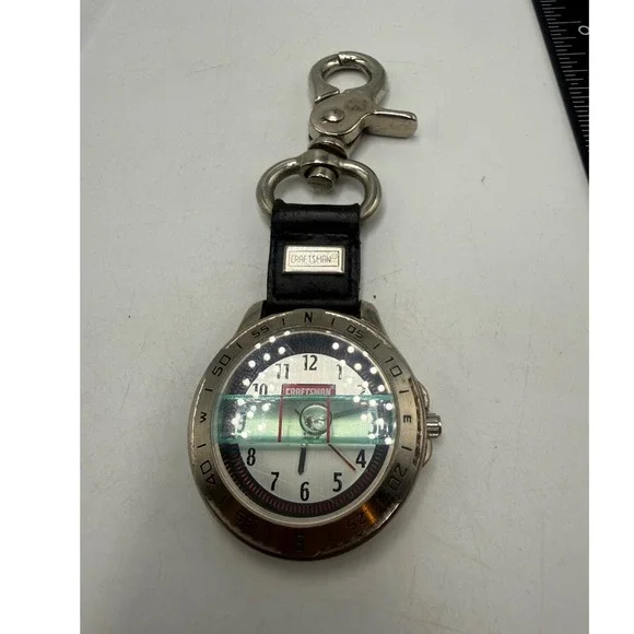 Craftsman by Relic Clip On Fob Watch with Spirit Level ZM10046 Silver Tone