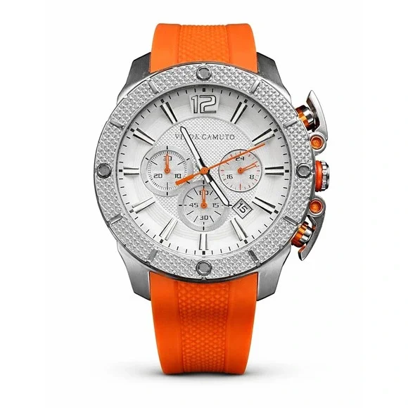 Vince Camuto JS26 Orange Silicone‎ Chronograph Men's Watch 5ATM