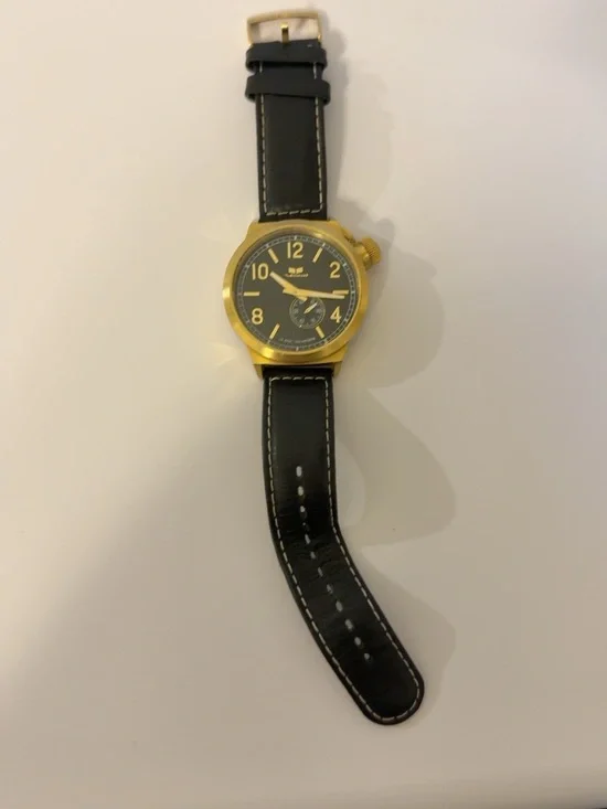 Vestal Canteen Black Leather Gold Tone Men’s Watch 44mm