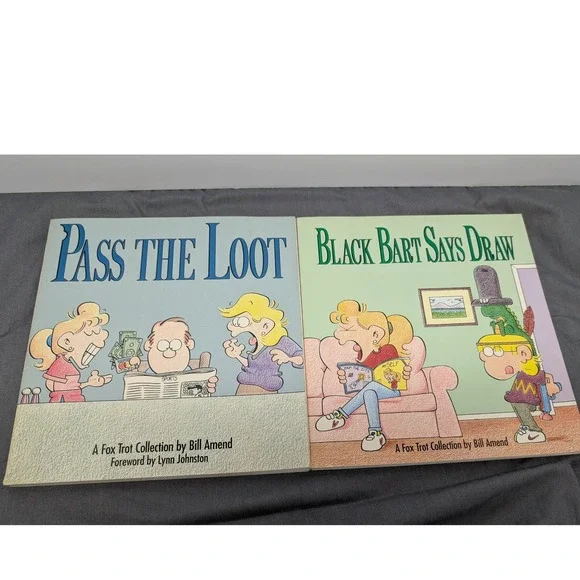 Bill Amend Fox Trot Pass The Loot & Black Bart Says Draw 2 Book Set Comic Humor