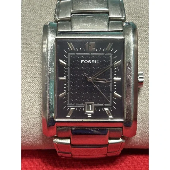 Fossil Arkitekt Mens Watch fs4153 Stainless Steel Band Blue Dial Not Tested