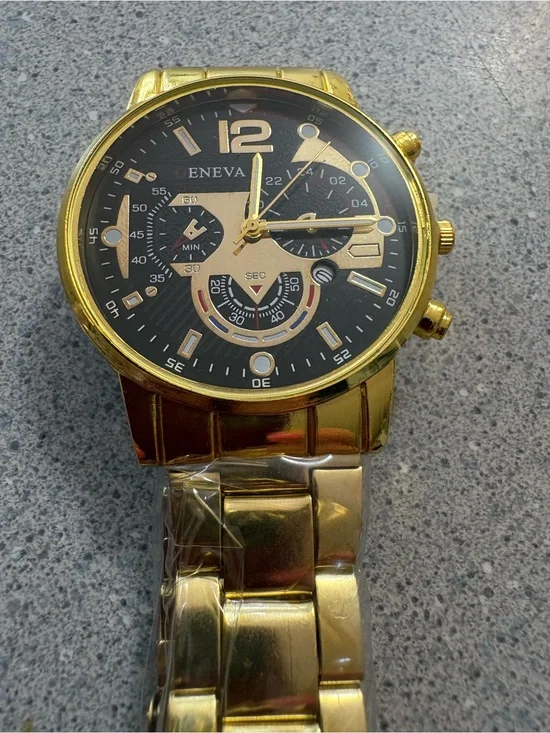 New-ENEVA Gold and Black Men’s Dress Watch Trio Dial luxury watch
