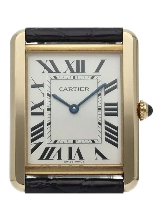 Cartier Tank Solo LM Watch 18 YG SS Leather White