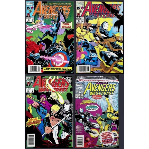 Marvel Comic Lot Avengers West Coast #93 #95 #97 Annual #8 Newsstand War Machine