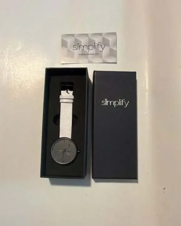 Simplify The 5100 Leather-Band Watch White